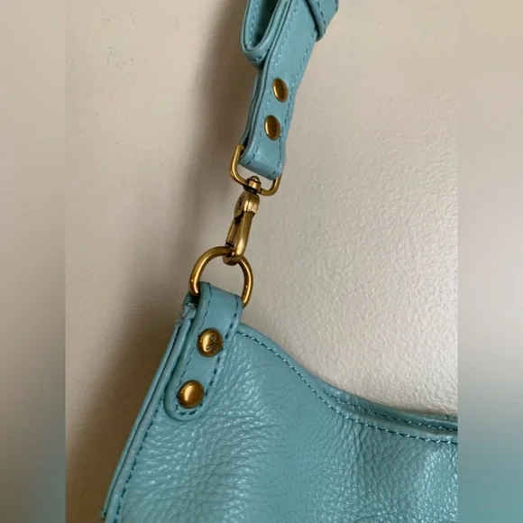 Hobo Teal Pier Leather Purse Small Crossbody Lightweight Bag Adjustable Strap - Picture 3 of 14